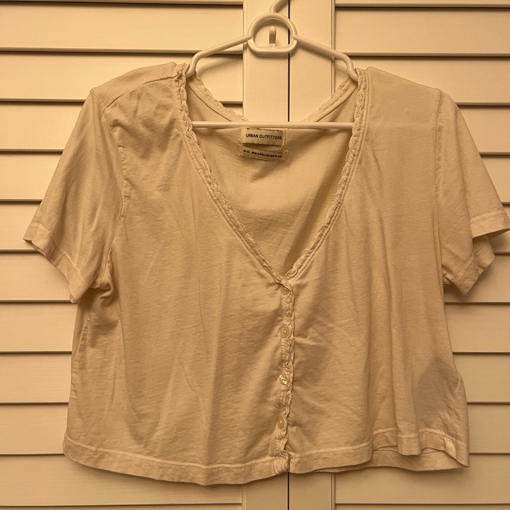 Urban Outfitters tshirt with lace trim and buttons